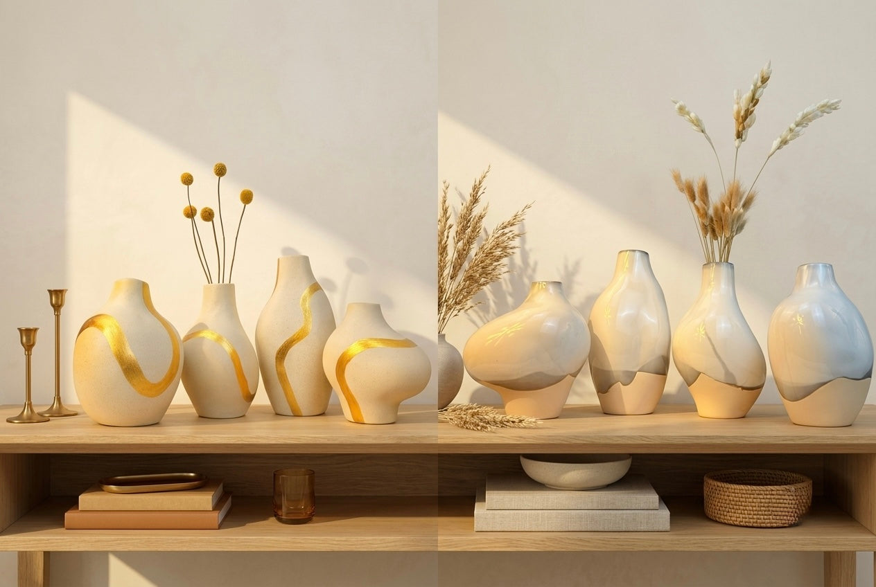One Shape, Two Souls: The Aureate Flow & Terra Drift Vases