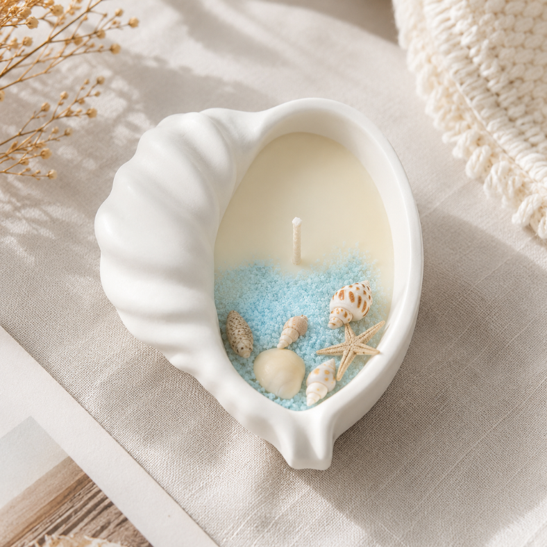 The Tidal Whisper Shell Candle