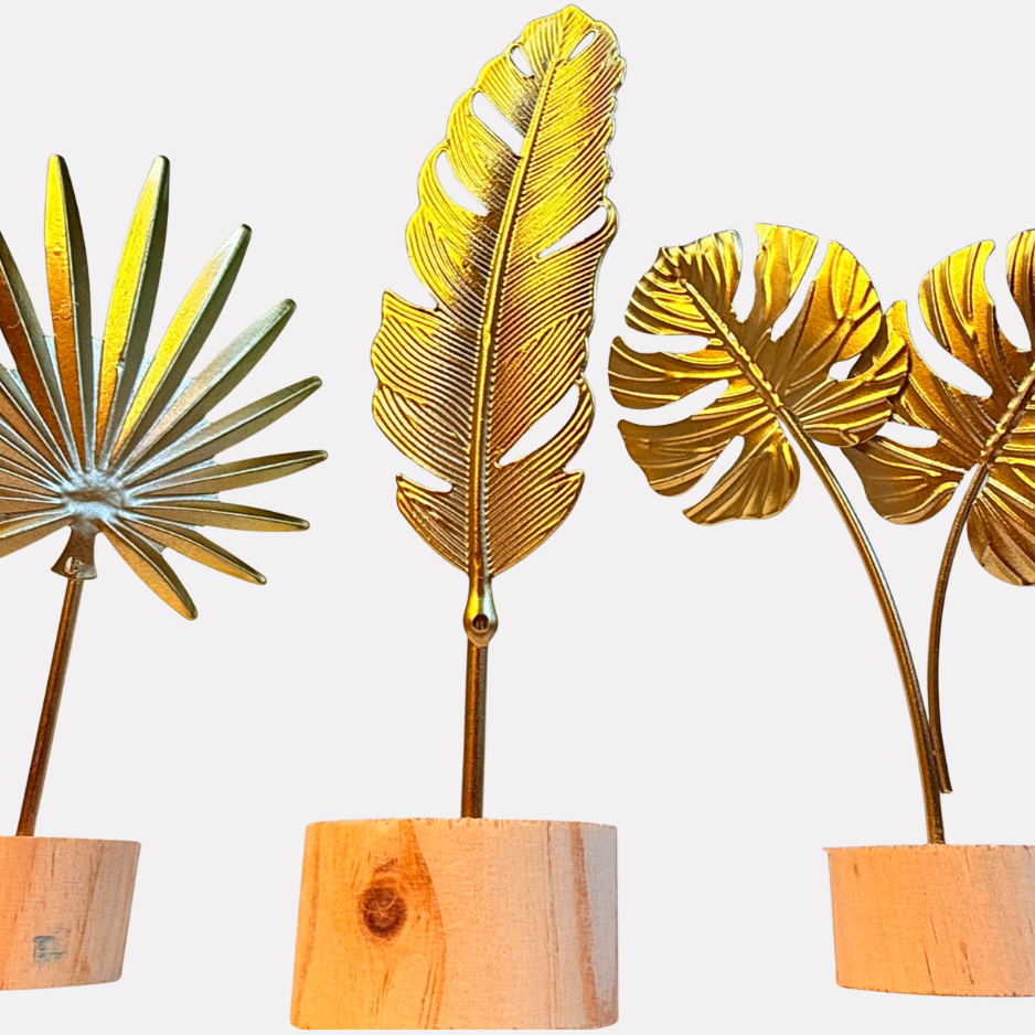 The Gilded Leaf Pedestal Collection - Set of 3