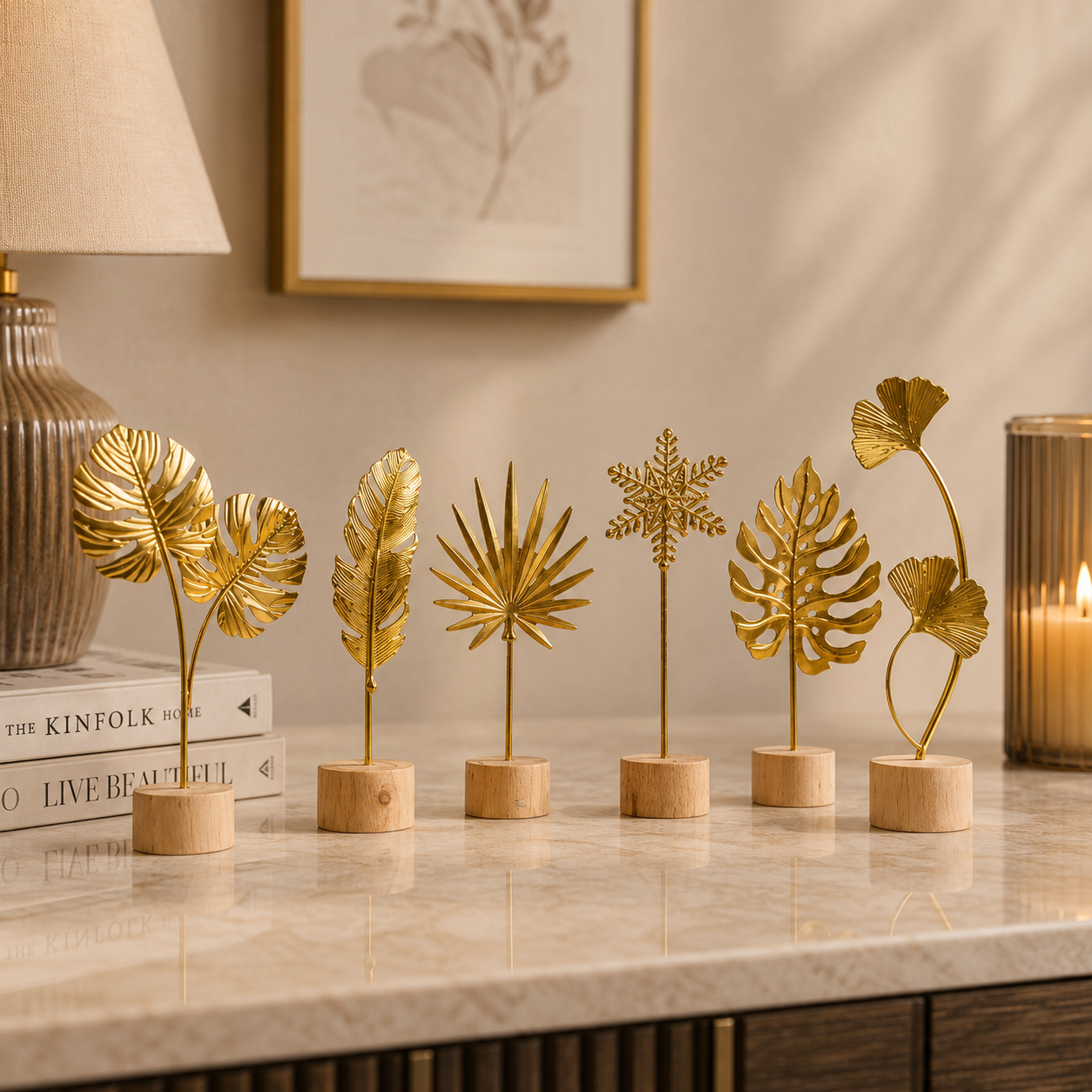The Gilded Leaf Pedestal Collection - Set of 3